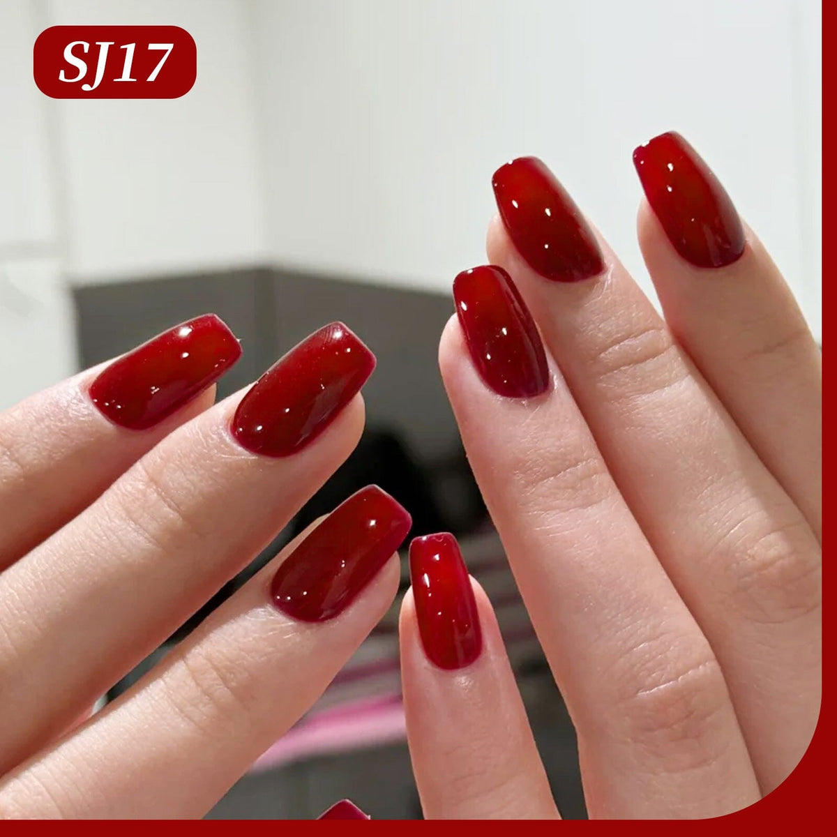 Color Nail Gel SJ17 Velvet Red 15ml HEMA/TPO FREE Gel Nail Polish BORN PRETTY 
