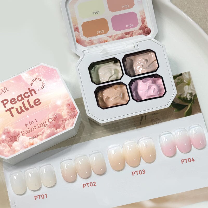 4 Colors 4 in 1 Pat Painting Gel Peach Tulle Gel Nail Polish UR SUGAR 