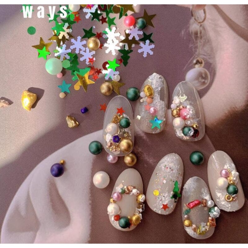 12 Grids Mixed Sizes Round Resin Nail Decoration Nail Art No Brand 