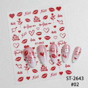 Heart 3D Nail Sticker ST-2643 Red Nail Art No Brand 