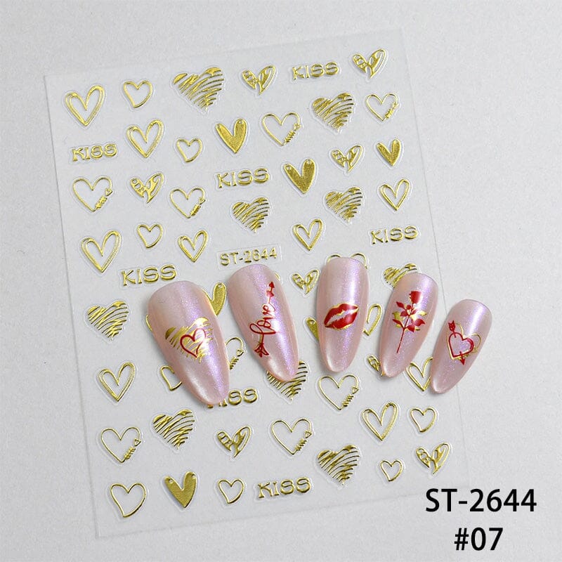 Heart 3D Nail Sticker ST-2644 Gold Nail Art No Brand 