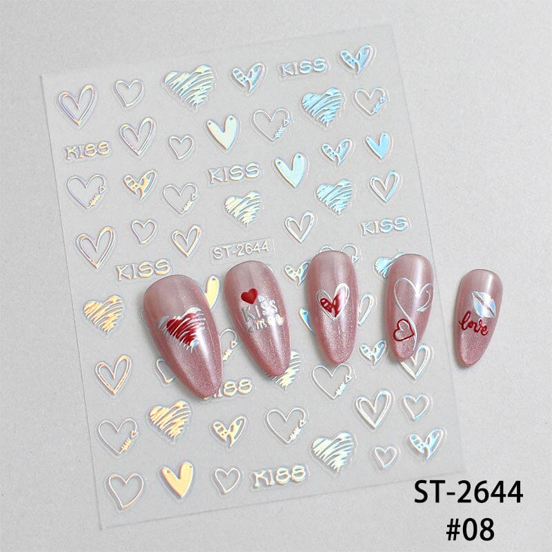 Heart 3D Nail Sticker ST-2644 Silver Nail Art No Brand 