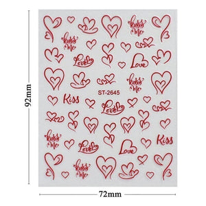 Heart 3D Nail Sticker ST-2643 Silver Nail Art No Brand 
