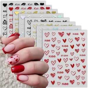 Heart 3D Nail Sticker ST-2643 Black Nail Art No Brand 