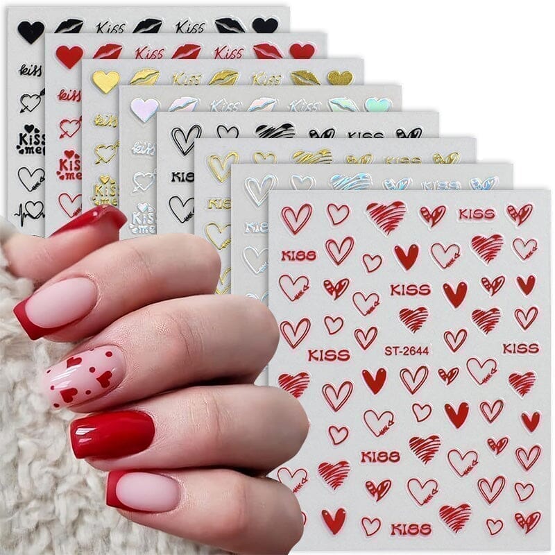 Heart 3D Nail Sticker ST-2643 Black Nail Art No Brand 