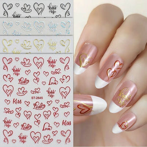 Heart 3D Nail Sticker ST-2643 Gold Nail Art No Brand 