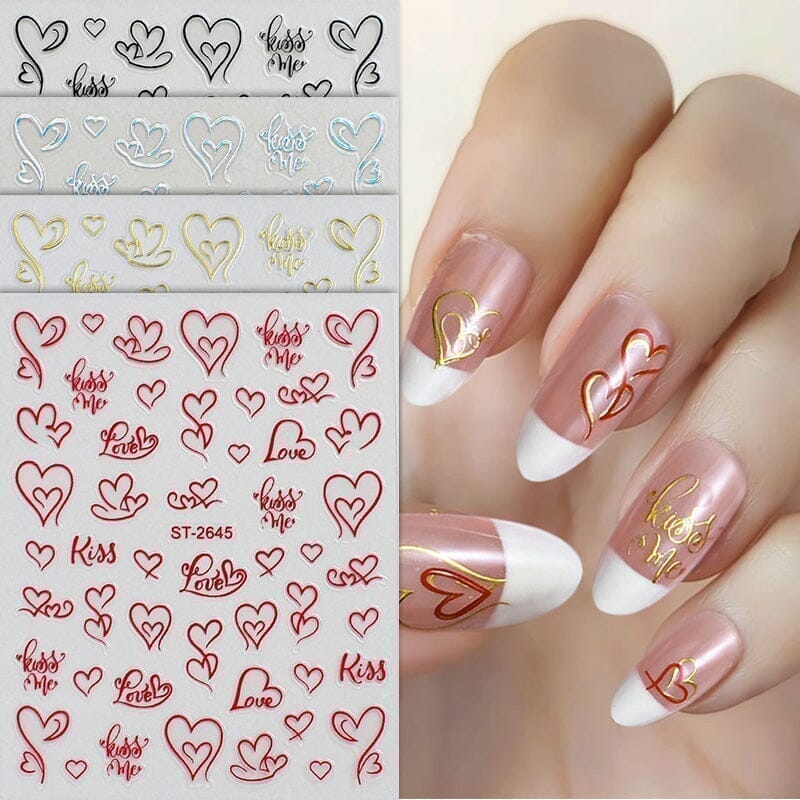 Heart 3D Nail Sticker ST-2643 Gold Nail Art No Brand 