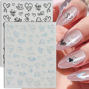 Heart 3D Nail Sticker ST-2645 Gold Nail Art No Brand 