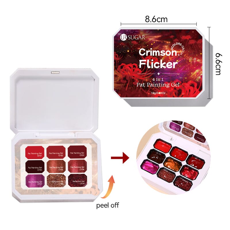9 Colors 4 In 1 Pat Painting Gel Crimson Flicker Gel Nail Polish UR SUGAR 