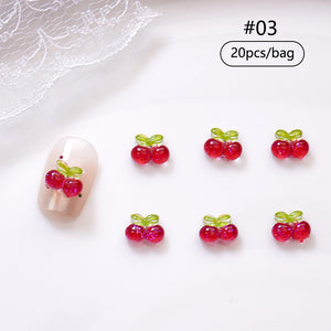20 Stück Kirsch-Nagelverzierungen