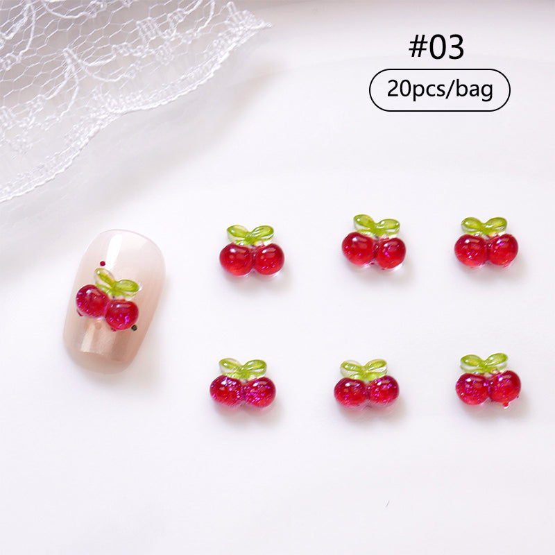 20 Stück Kirsch-Nagelverzierungen