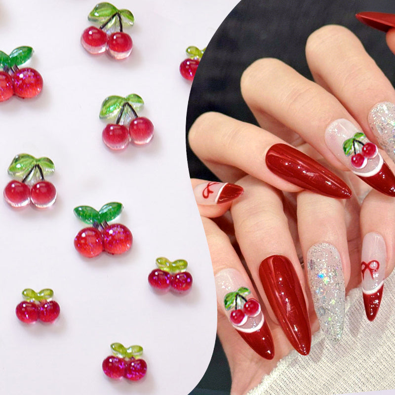 20 Stück Kirsch-Nagelverzierungen