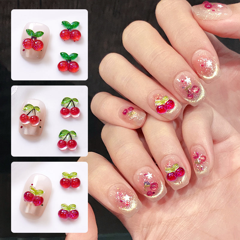 20 Stück Kirsch-Nagelverzierungen