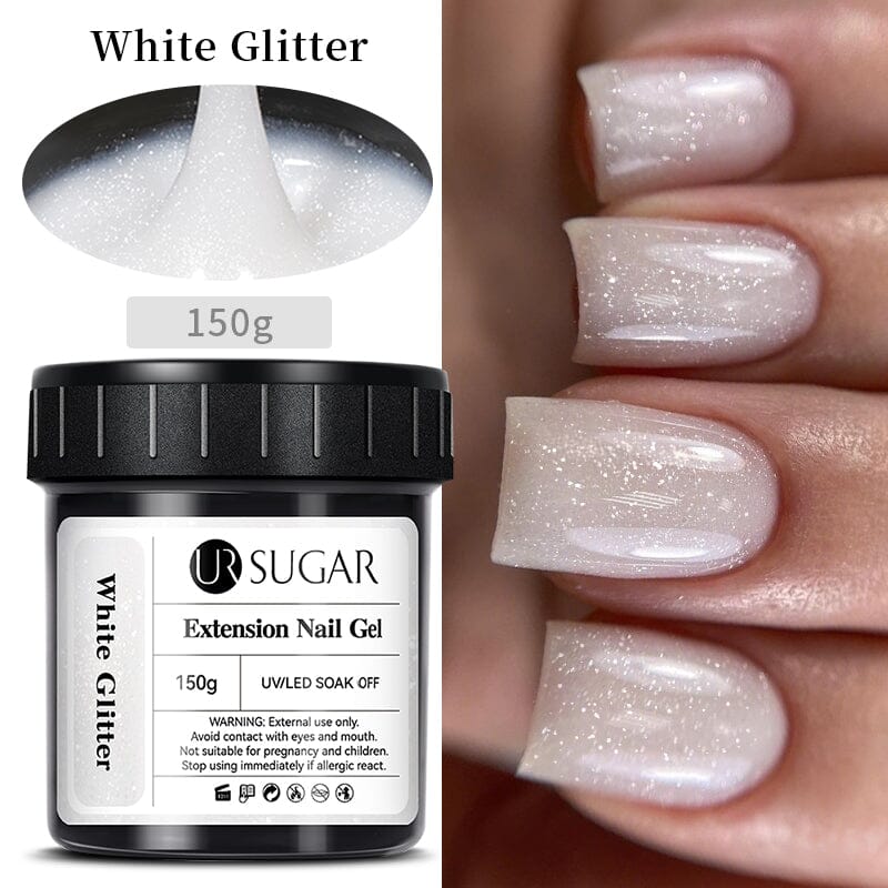 White Glitter Extension Nail Gel 150g Extension Nail Gel UR SUGAR 