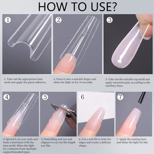180pcs Coffin Extension Gel Dual Forms Nail Tips No Brand 