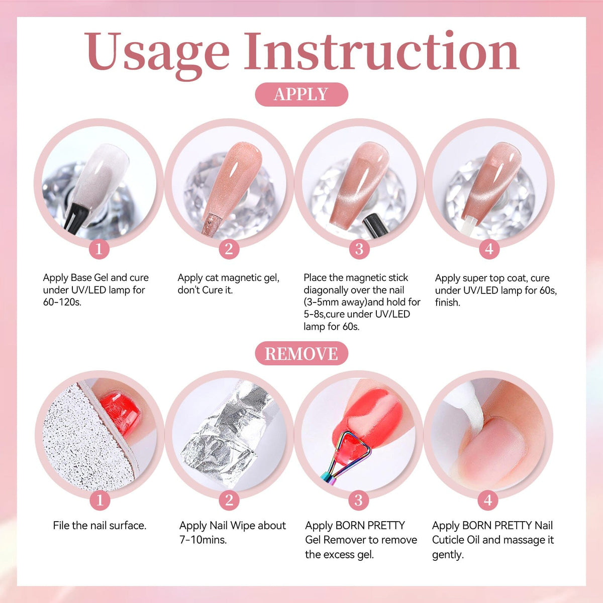 Glass Cat Magnetic Gel MY391 Peach Boba 15ml HEMA/TPO FREE Gel Nail Polish BORN PRETTY 