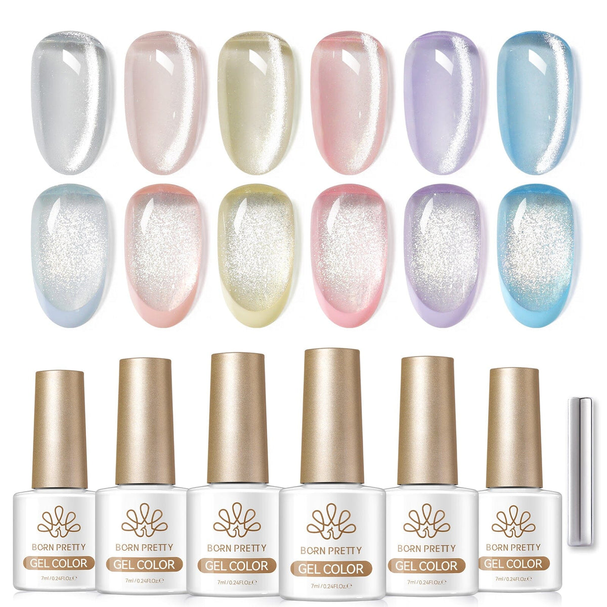 6 Colors Glass Cat Magnetic Gel M31 Spring Letter 7ml Gel Nail Polish BORN PRETTY 