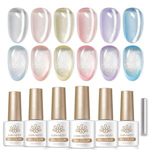 6 Colors Glass Cat Magnetic Gel M31 Spring Letter 7ml Gel Nail Polish BORN PRETTY 