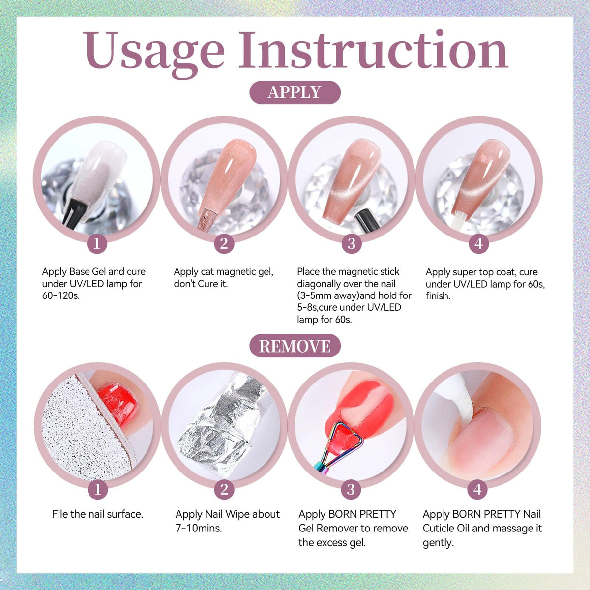 6 Colors Glass Cat Magnetic Gel M31 Spring Letter 7ml HEMA/TPO FREE Gel Nail Polish BORN PRETTY 