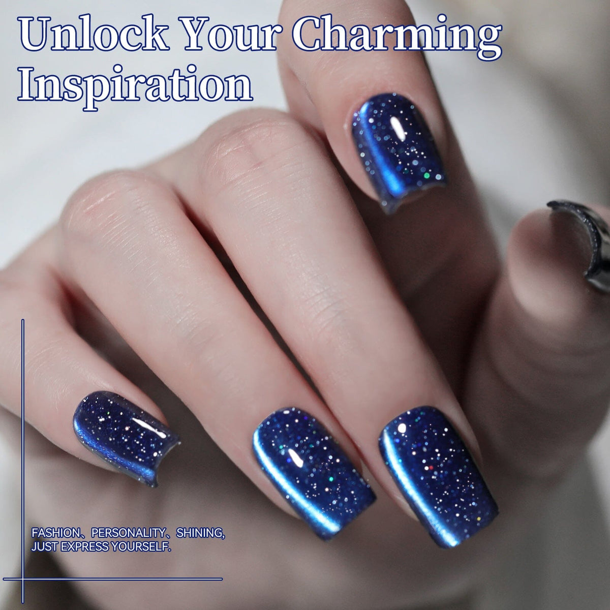 Reflective Cat Magnetic Gel MY414 Blue Diamond 15ml Gel Nail Polish BORN PRETTY 