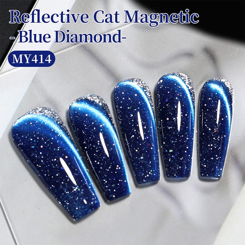 Glitter Cat Magnetic Gel MY414 Blue Diamond 10ml HEMA/TPO FREE Gel Nail Polish BORN PRETTY 