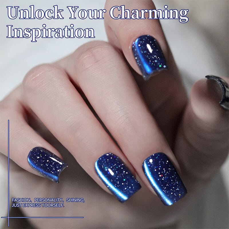 Glitter Cat Magnetic Gel MY414 Blue Diamond 10ml HEMA/TPO FREE Gel Nail Polish BORN PRETTY 