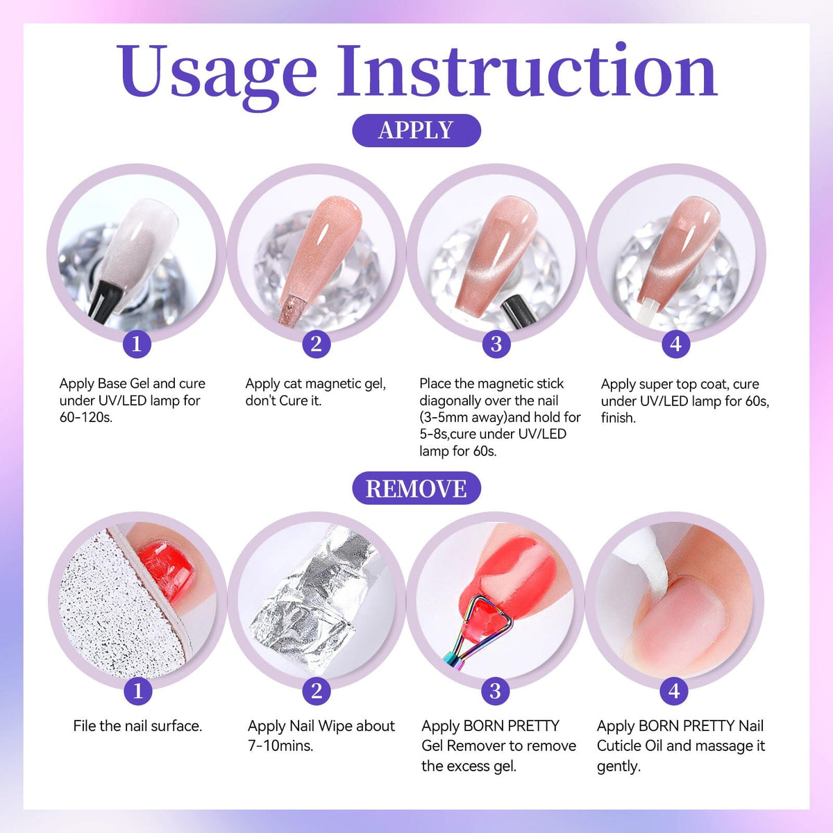 Colored Cat Magnetic Gel MY430 Summer Light 15ml Gel Nail Polish BORN PRETTY 