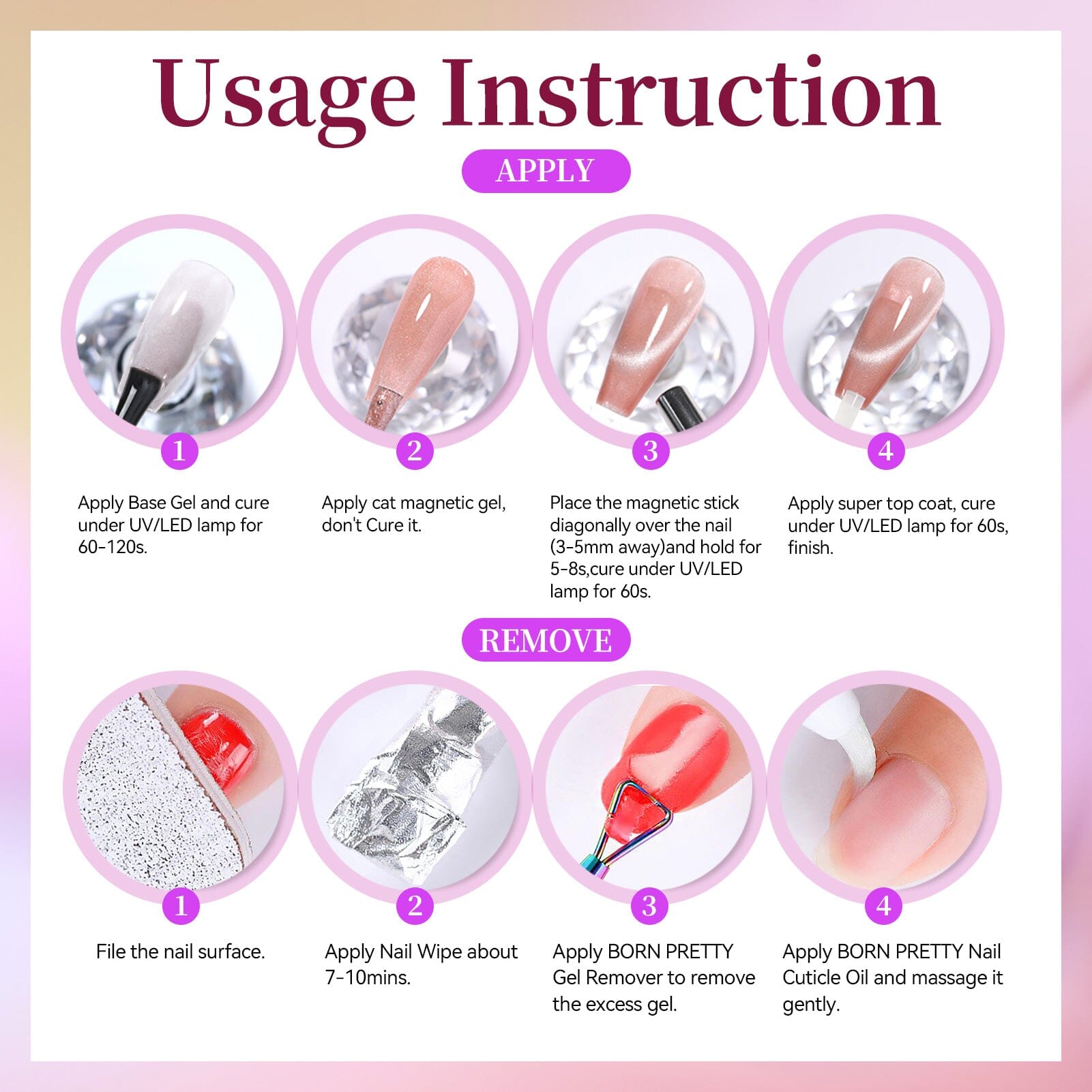 Colored Cat Magnetic Gel MY431 Summer Light 15ml Gel Nail Polish BORN PRETTY 