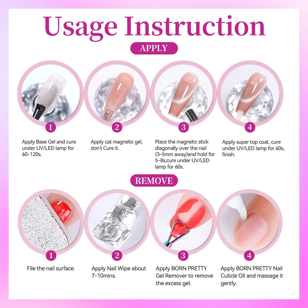 Colored Cat Magnetic Gel MY434 Summer Light 15ml Gel Nail Polish BORN PRETTY 