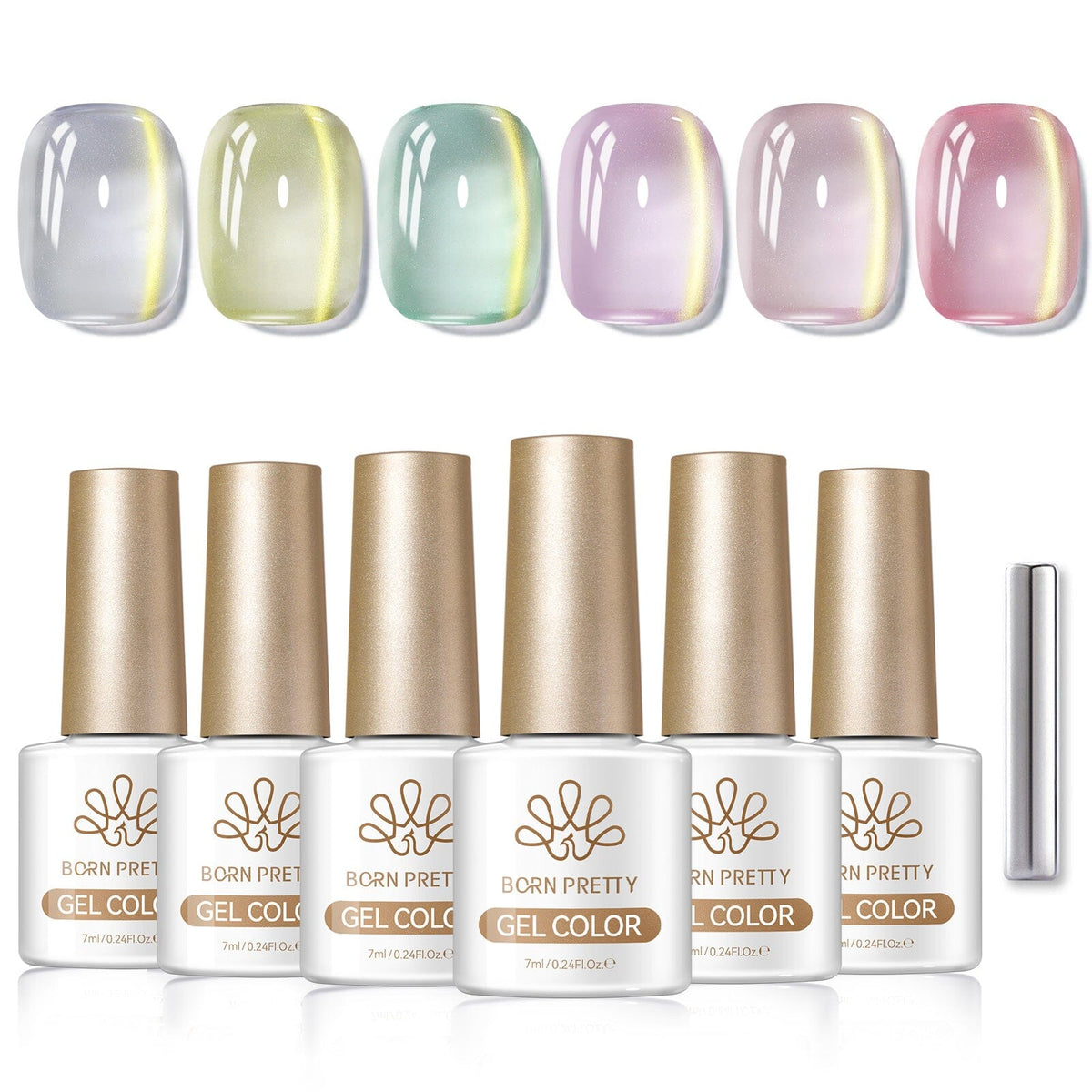 6 Colors Cat Magnetic Gel M54 Golden Chinchilla 7ml Gel Nail Polish BORN PRETTY 