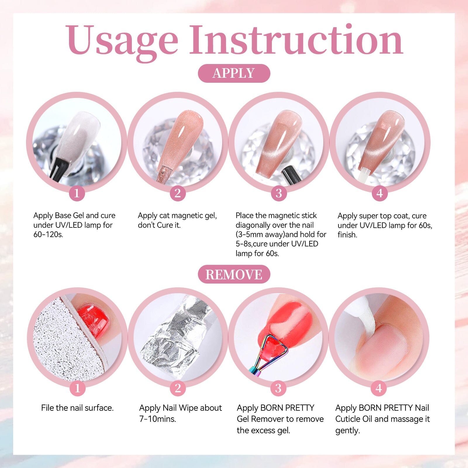 6 Colors Cat Magnetic Gel M54 Golden Chinchilla 7ml Gel Nail Polish BORN PRETTY 