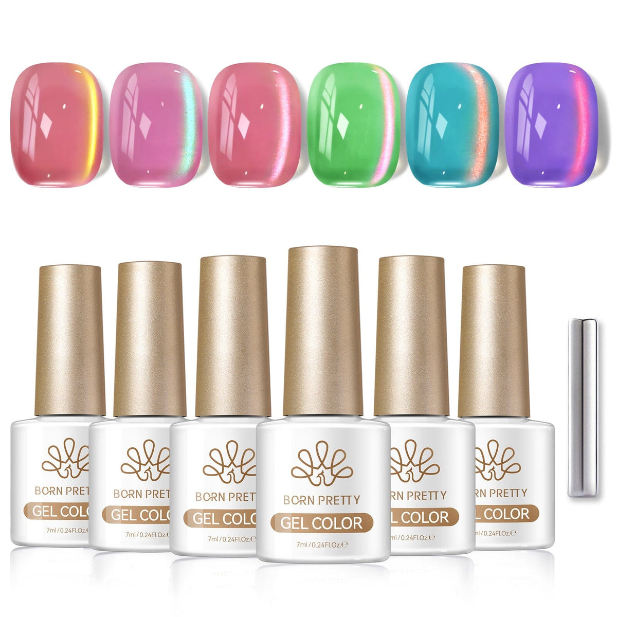 6 Colors Colored Cat Magnetic Gel M56 Flora Isla 7ml Gel Nail Polish BORN PRETTY 
