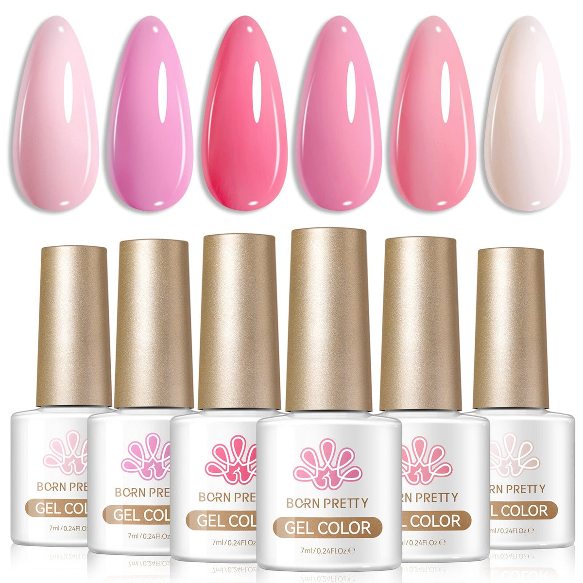 6 Colors Gel Set S44 Soft Pulse 7ml Gel Nail Polish BORN PRETTY 