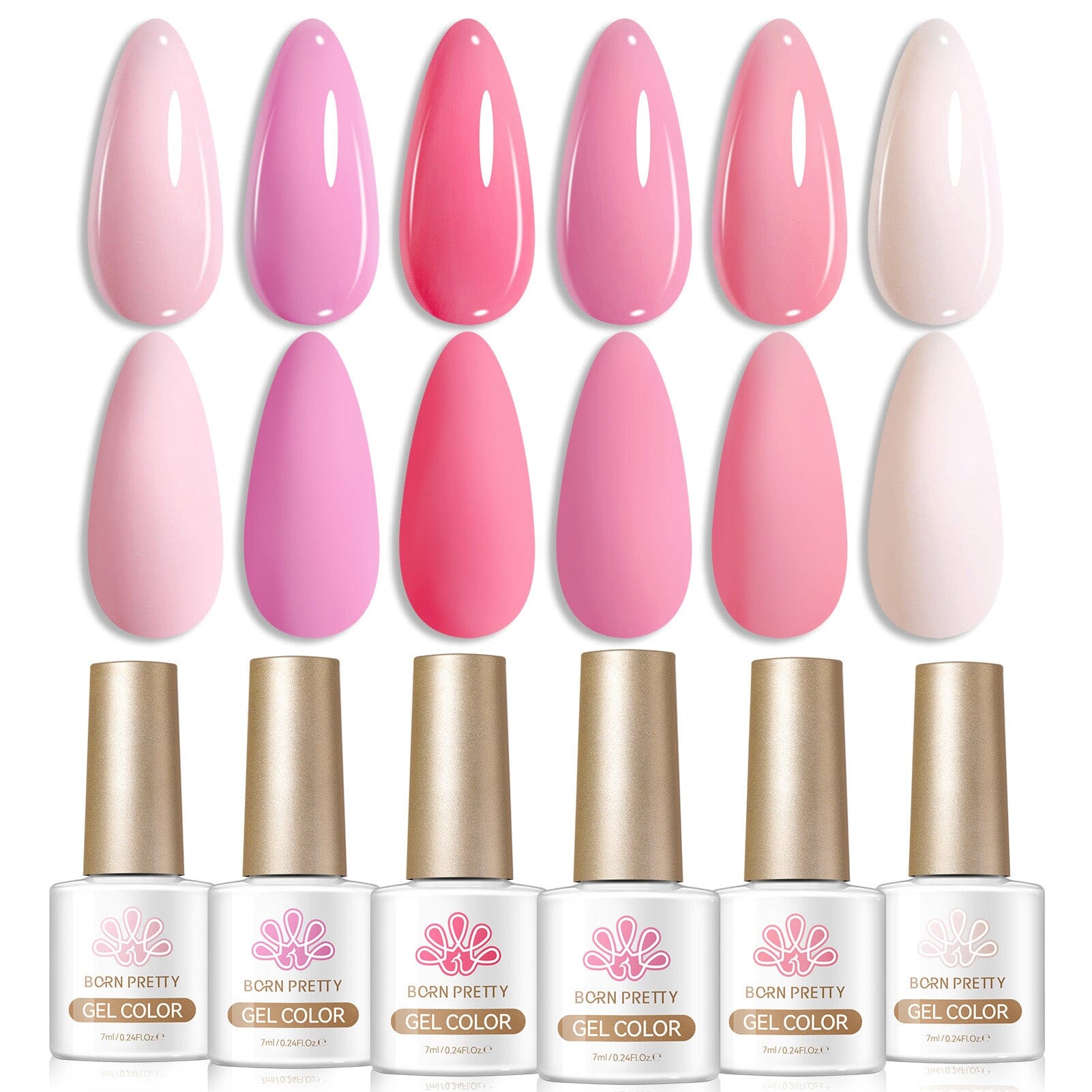 6 Bottles Color Gel Polish Set 7ml Gel Nail Polish BORN PRETTY S44 Soft Pulse 