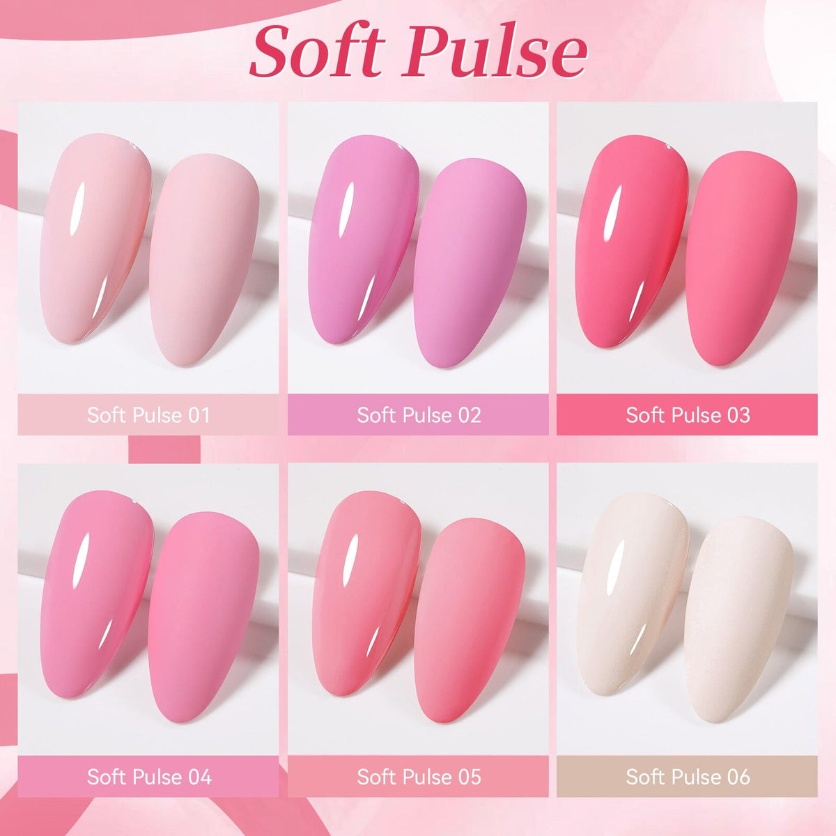 6 Colors Color Gel S44 Soft Pulse 7ml HEMA/TPO FREE Gel Nail Polish BORN PRETTY 