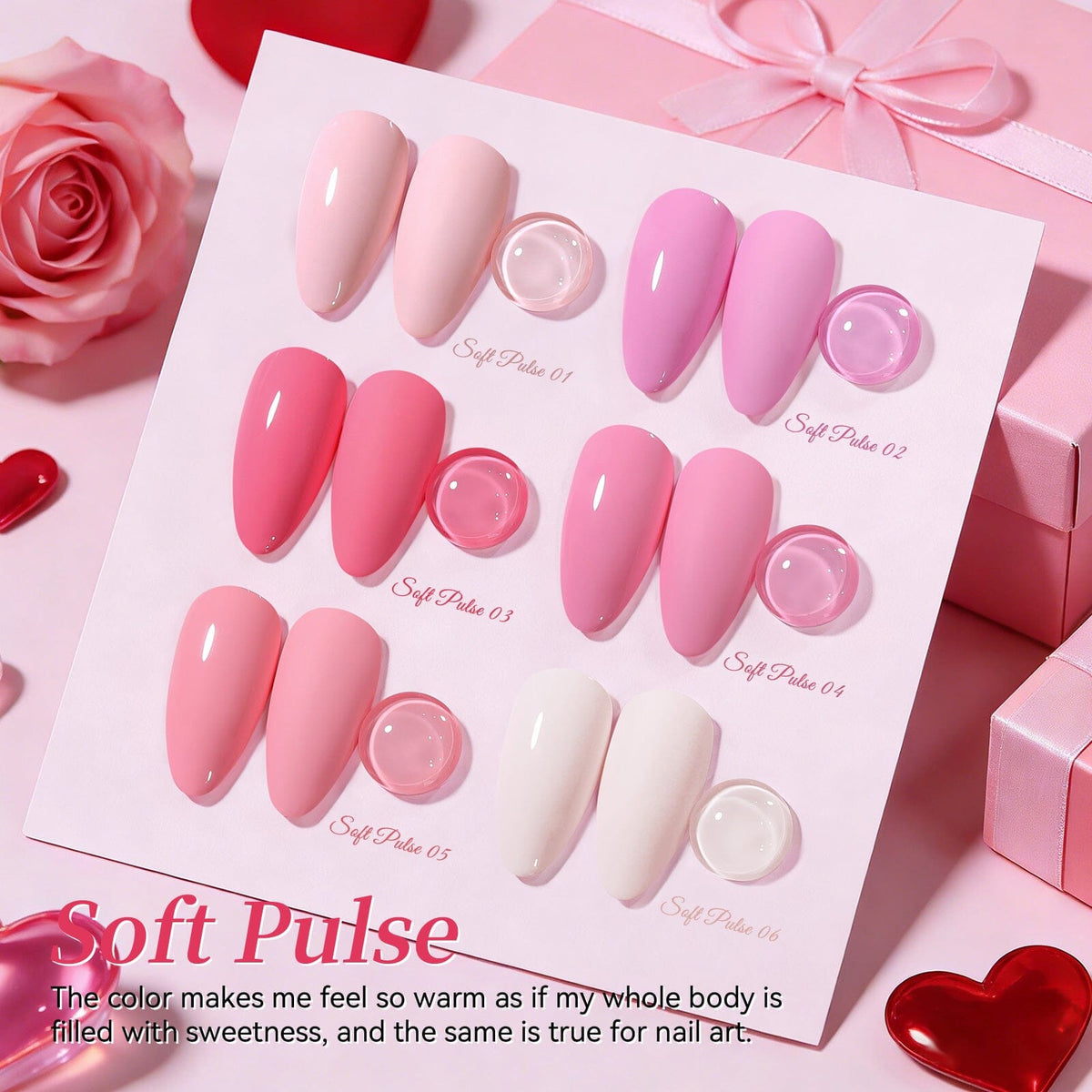 6 Colors Color Gel S44 Soft Pulse 7ml HEMA/TPO FREE Gel Nail Polish BORN PRETTY 