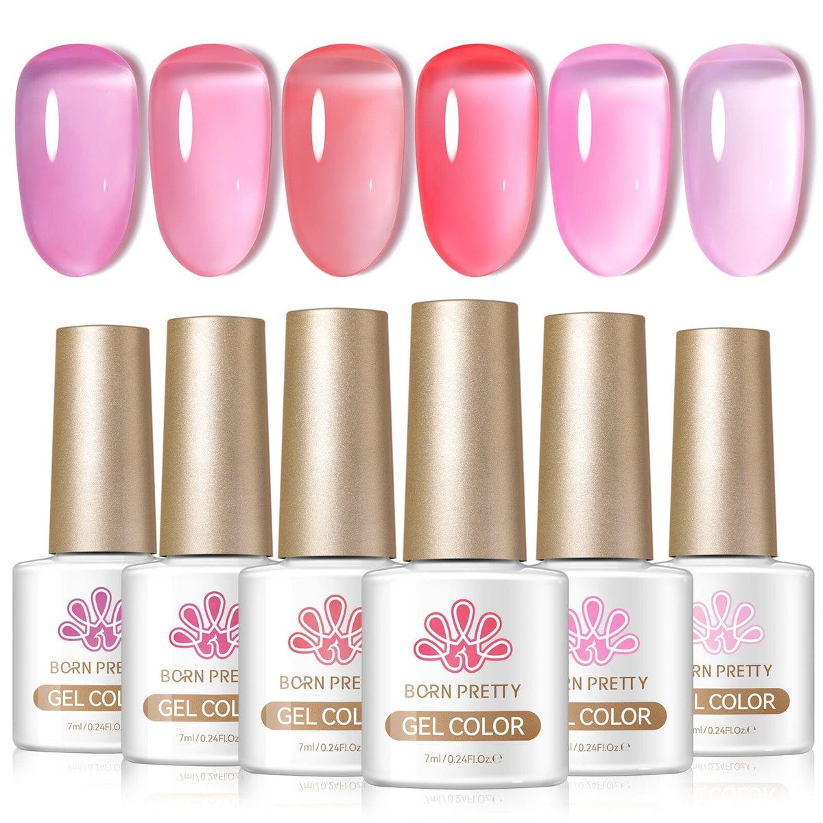 6 Colors Jelly Gel Polish Set 7ml Gel Nail Polish BORN PRETTY J53 Beyond Usual 