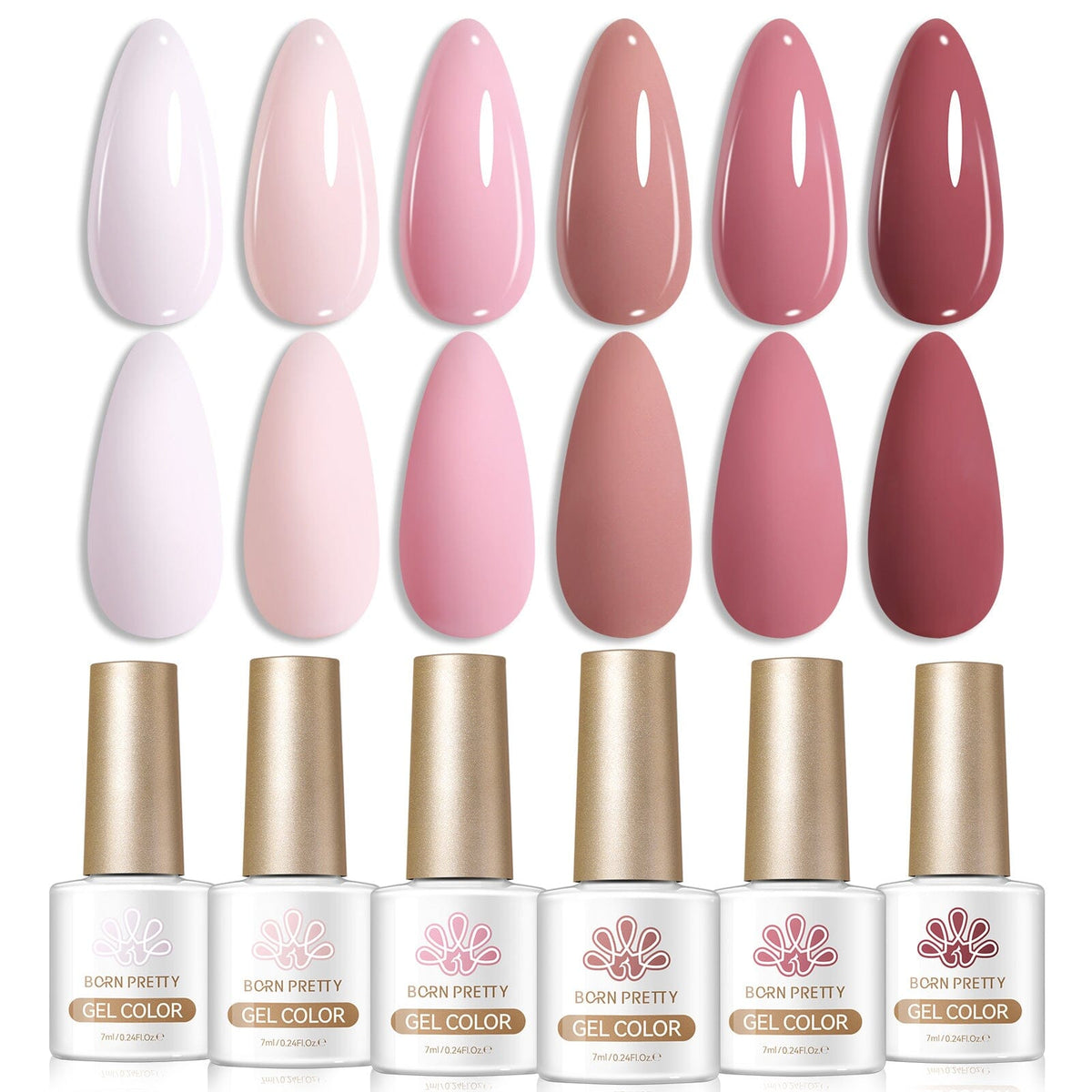 6 Bottles Color Gel Polish Set 7ml Gel Nail Polish BORN PRETTY S50 Just Right 