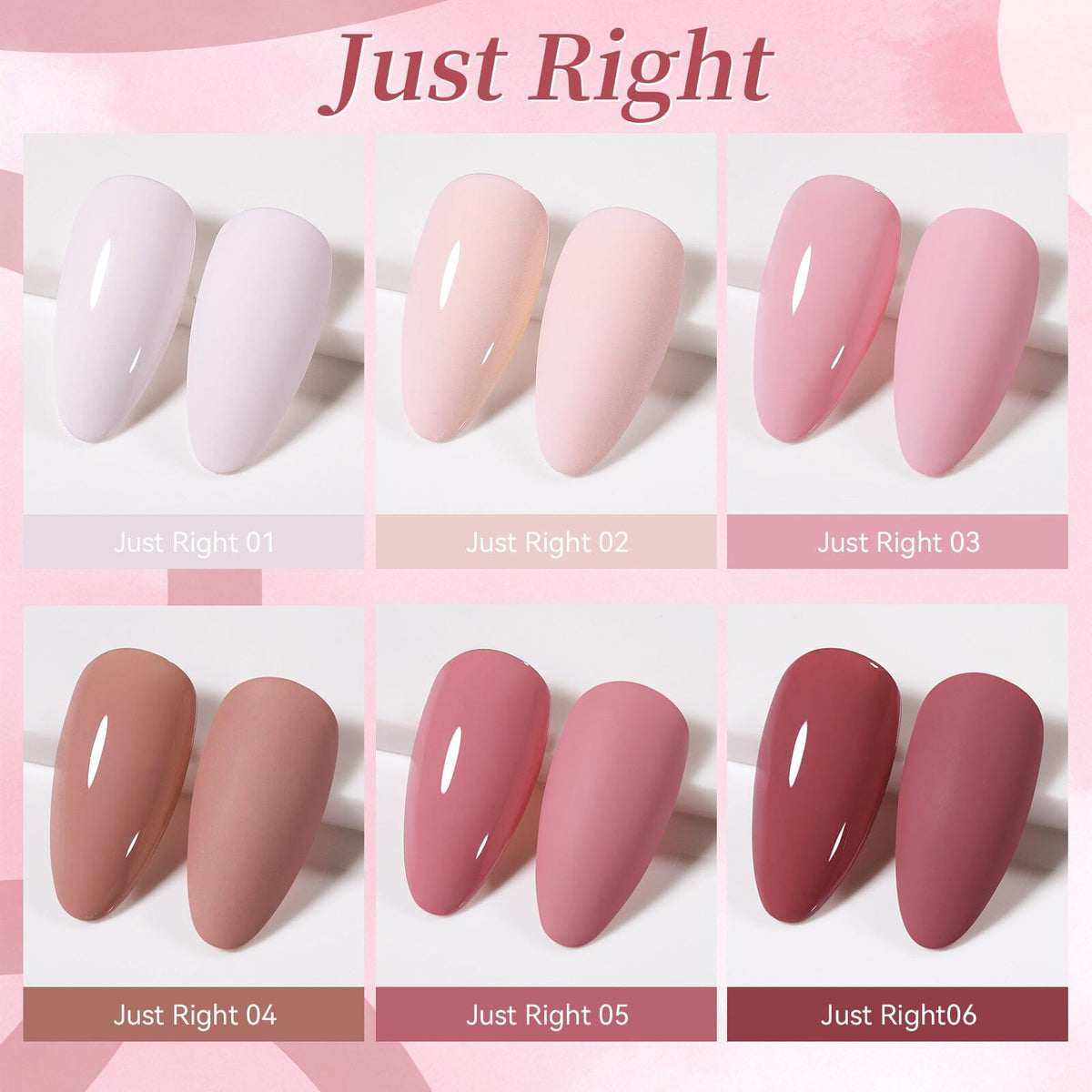 6 Colors Gel Set S50 Just Right 7ml Gel Nail Polish BORN PRETTY 
