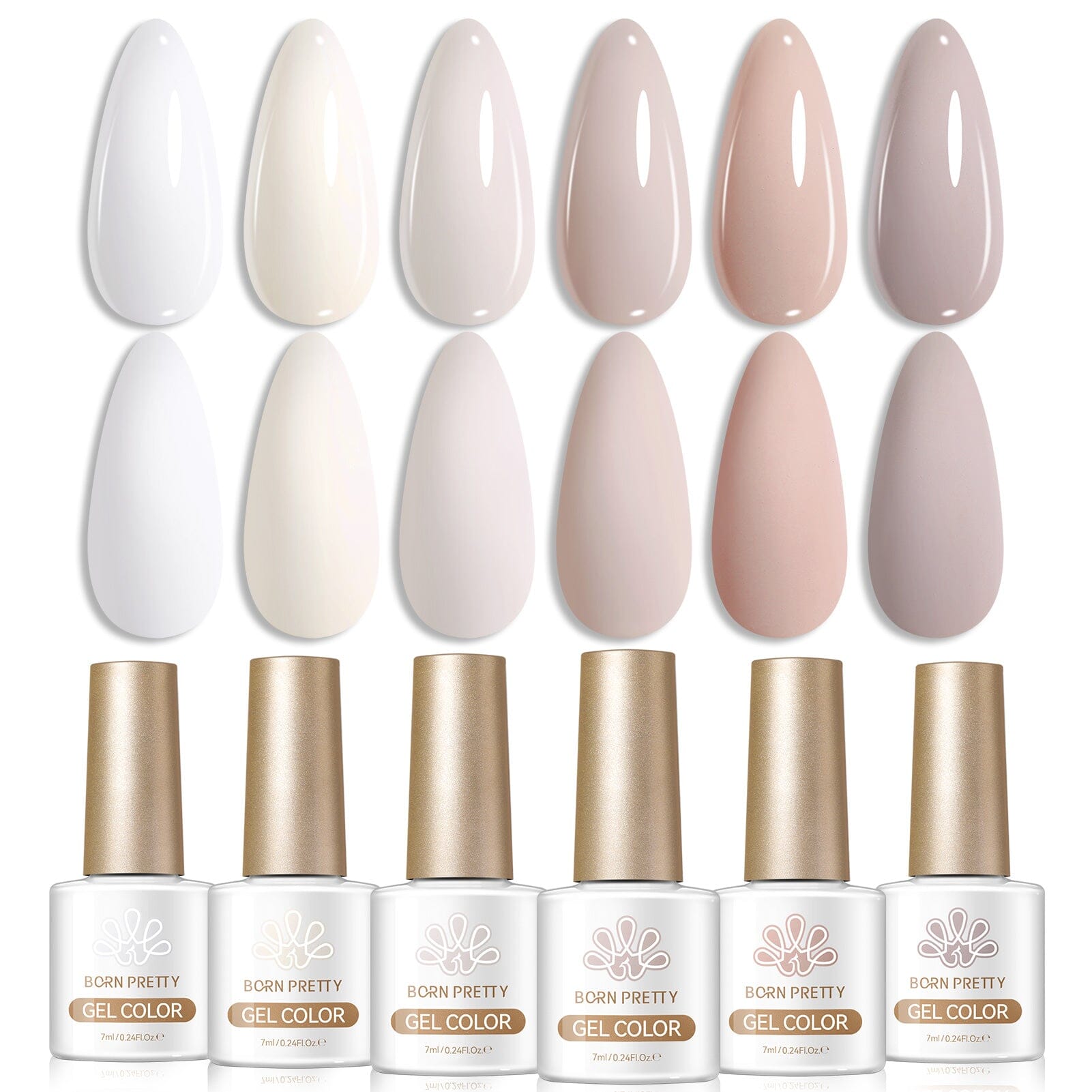 6 Bottles Color Gel Polish Set 7ml Gel Nail Polish BORN PRETTY S52 In Between 
