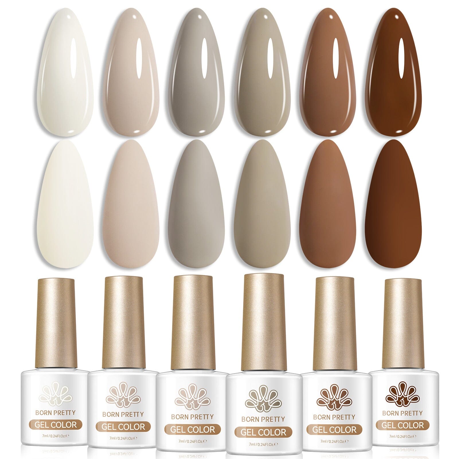 6 Bottles Color Gel Polish Set 7ml Gel Nail Polish BORN PRETTY S53 Haze Mountain 