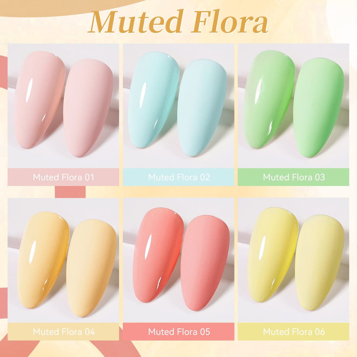 6 Colors Gel Set S55 Muted Flora 7ml Gel Nail Polish BORN PRETTY 