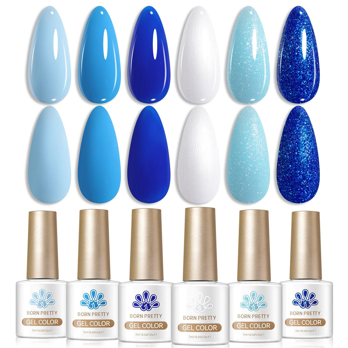 6 Bottles Color Gel Polish Set 7ml Gel Nail Polish BORN PRETTY S57 Cold Enough 