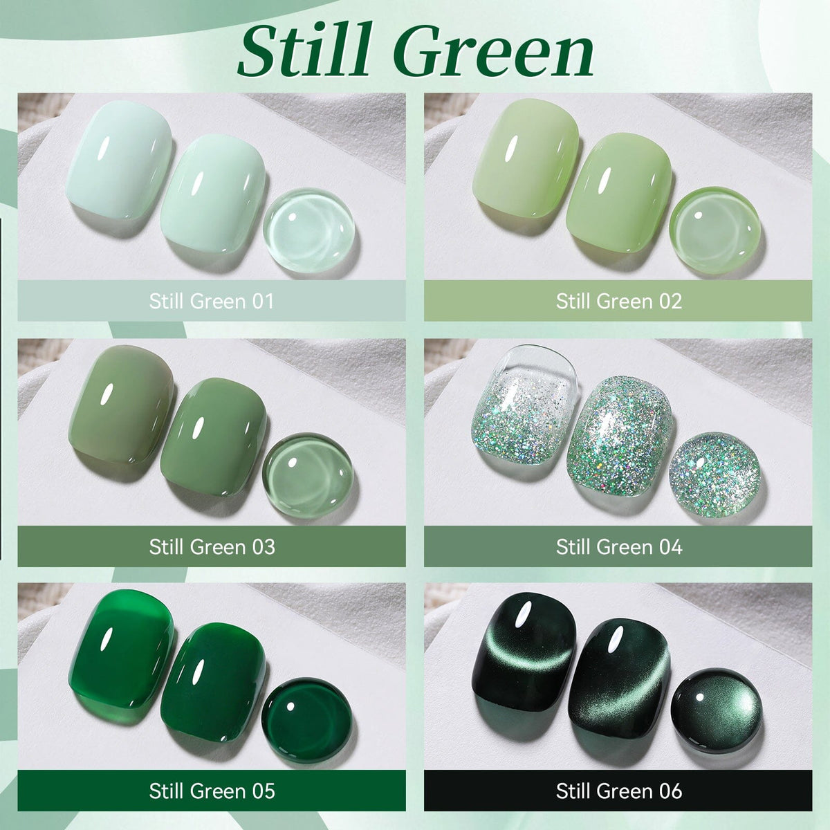 6 Colors Gel Set S59 Still Green 7ml Gel Nail Polish BORN PRETTY 