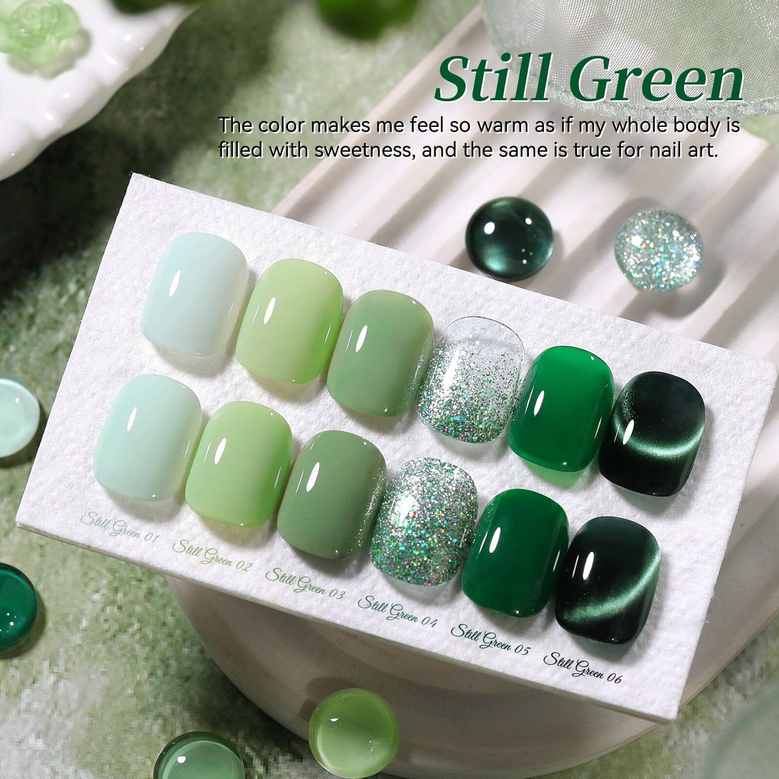 6 Colors Gel Set S59 Still Green 7ml Gel Nail Polish BORN PRETTY 