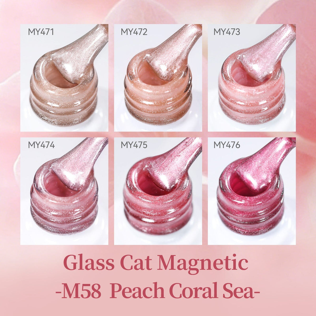 6 Colors Glass Cat Magnetic Gel M58 Peach Coral Sea 7ml Gel Nail Polish BORN PRETTY 