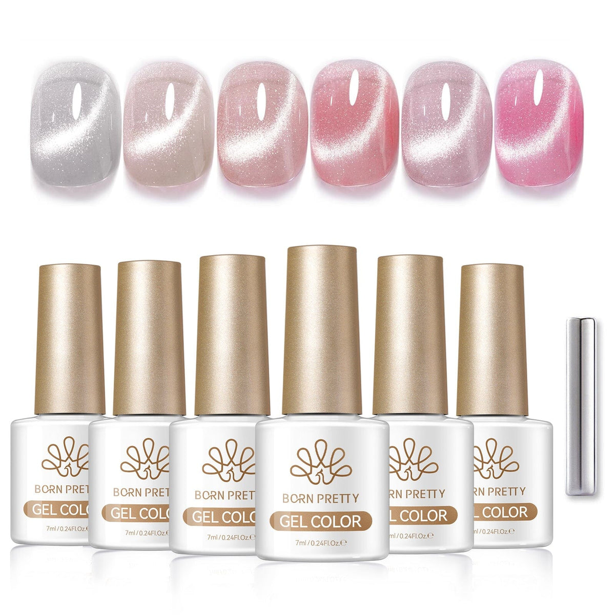 6 Colors Crystal Cat Magnetic Gel M60 Misty Dawn 7ml Gel Nail Polish BORN PRETTY 