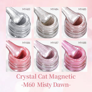 6 Colors Crystal Cat Magnetic Gel M60 Misty Dawn 7ml Gel Nail Polish BORN PRETTY 