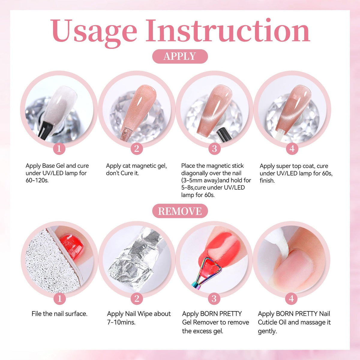Moonlight Cat Magnetic Gel MY105 Pure Love 15ml Gel Nail Polish BORN PRETTY 