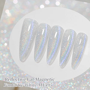 Reflective Cat Magnetic Gel MY495 Fantastic White 15ml Gel Nail Polish BORN PRETTY 